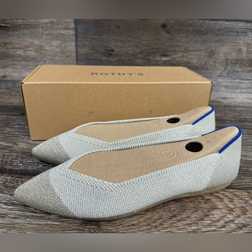 Rothys The‎ Point Diamond Metallic Flat Shoe NEW SZ 7